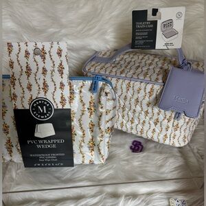 MARTHA STEWART Toiletry Train case & PVC Wrapped Wedge Travel Case